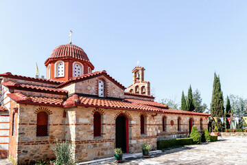 Obraz premium Saint Paraskevi and Holy Protection (Virgin Mary) Monastery in Nea Vyssa or Nea Visa Evros, Greece, near Greek Turkish border and the river Evros, close to Orestiada, Ormenio and Edirne