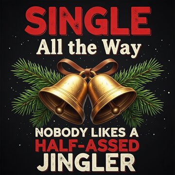 Christmas bells with text Single All the Way Nobody Likes a Half Assed Jinger