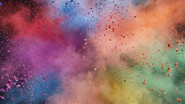 Colorful powder exploding in mid-air against a dark background