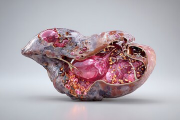 Biomorphic abstract sculpture depicting disease and health concepts