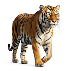 Obraz premium Bengal tiger walking on white background 