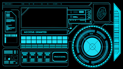 Obraz premium Futuristic interface with glowing cyan lines and digital elements