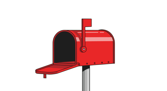 Red Mailbox Vector Illustration: Classic American Symbol for Communication, Delivery, and Correspondence &ndash; Open and Empty, isolated on transparent background.