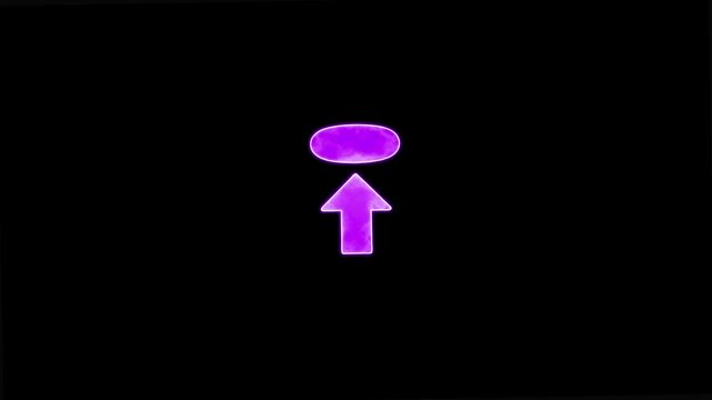 Glowing Purple Male Symbol Arrow on Black Background purple glowing arrow directional sign masculinity symbol