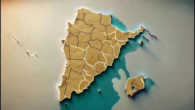 Animated Kerala State Map Video, Digital Geographic Visualization of South India
