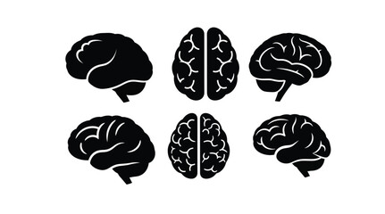 Four black brain depictions with unique perspectives a striking silhouette © MDFaruk