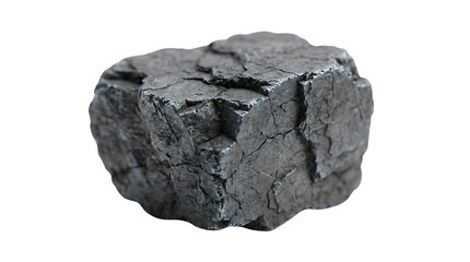 Large gray rough textured rock chunk isolated on transparent background