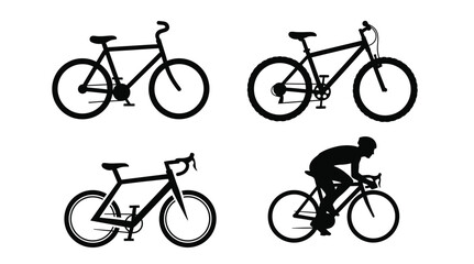 Obraz premium Four black bicycle silhouettes in varying positions a distinct style silhouette