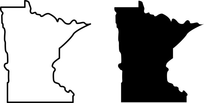 Minnesota state map outline in black and white