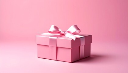 Obraz premium Elegant Pink Gift Box with Satin Ribbon Bow.
