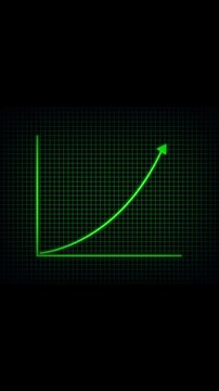 Green glowing graph showing upward trend on a grid background chart growth
