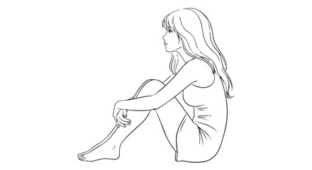 Naklejka premium Woman sitting on floor with legs stretched out in front of her