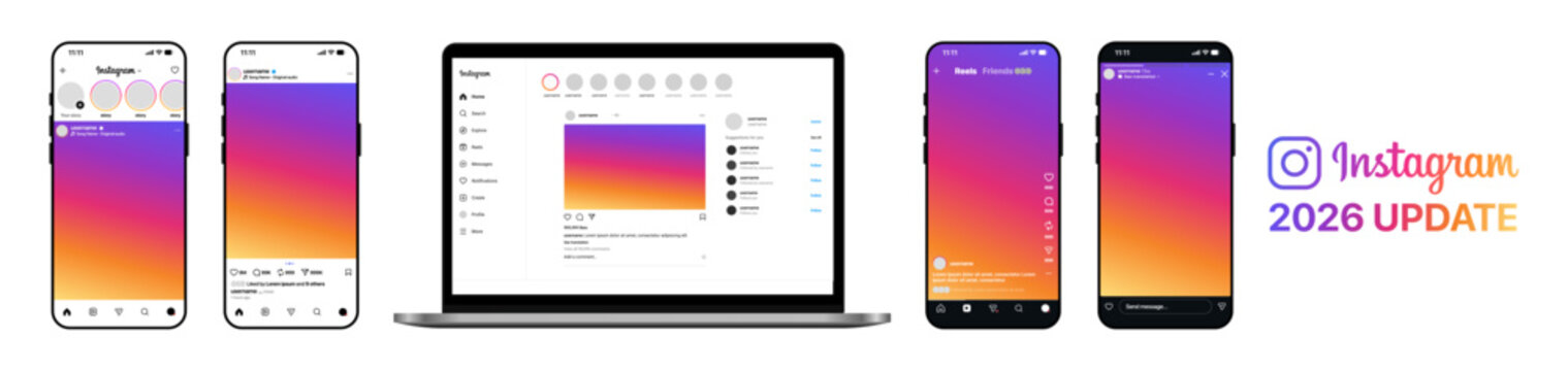 Instagram 2026 Update Mockup for Mobile and Web Interface
Realistic Instagram App & Web UI Mockup for Content Preview and Presentation