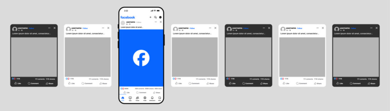 Facebook Post Mockup Mobile Feed Light and Dark UI Views
Realistic Facebook App Mockup for Social Media Content Preview