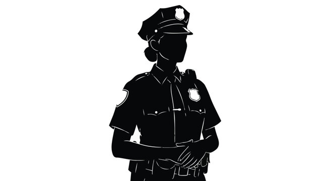 Black silhouette of a female police officer