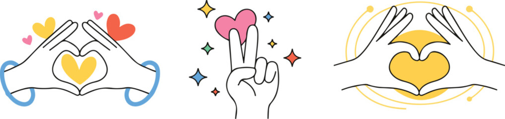 Obraz premium Hand drawn heart icon love collection isolated on white background.