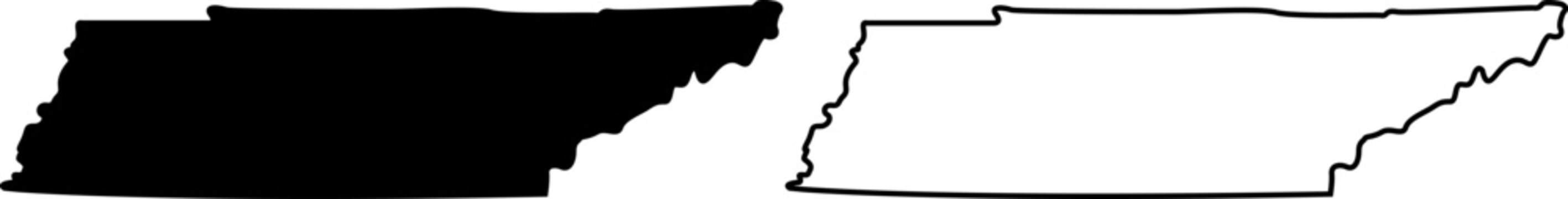 Tennessee state map outline and silhouette