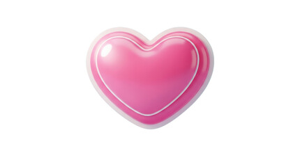 Glossy pink heart with soft light for valentines day card design isolated sticker isolated on transparent background