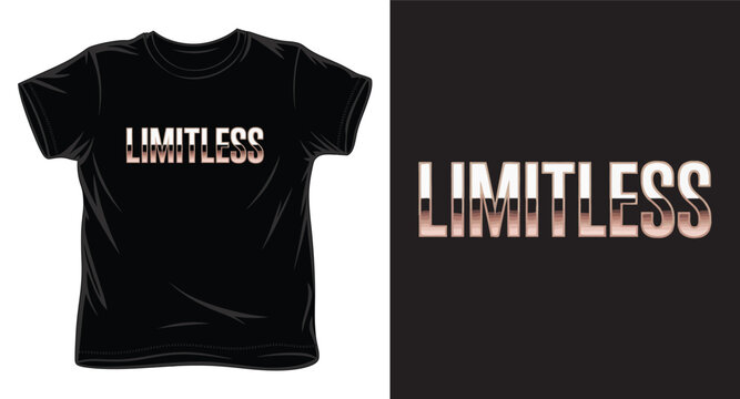 Modern rose gold and silver text for minimalist streetwear t-shirt with limitless typography