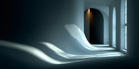 Fototapeta premium Abstract architectural corridor with light and shadow curves