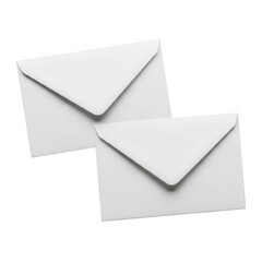 Two white envelopes isolated on transparent background