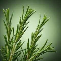 Obraz premium A stunning macro photograph capturing the fine texture and vibrant green color of fresh rosemary sprigs, emphasizing detail and cooking potential, antioxidant, green, garden