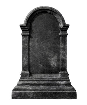 Dark Stone Gravestone Monument with Arched Top tombstone isolated on a transparent background