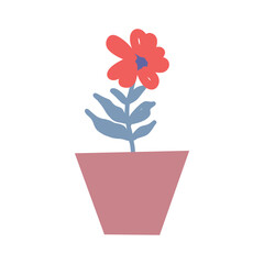 Minimal Potted Flower Illustration in Bold Colors.