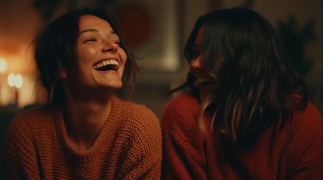 Two Women Sharing Laugh and Moment.