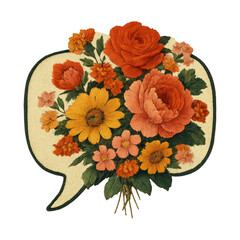 Fototapeta premium PNG Floral speech bubble illustration.