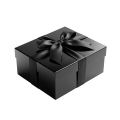 Elegant black gift box with a decorative bow on top.