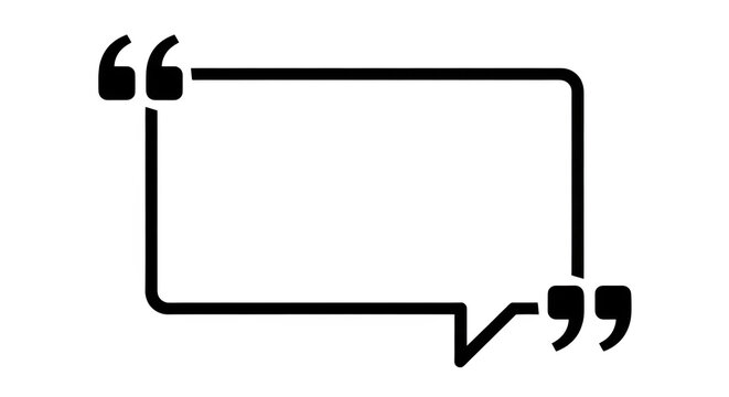 Minimalist silver quote box frame template with quotation marks for text isolated on transparent background