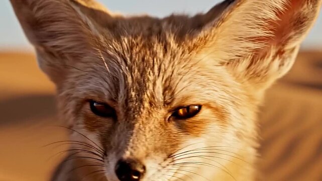 Extreme Close-Up Fennec Fox Eyes in Desert &ndash; Ultra Realistic Wildlife Portrait
