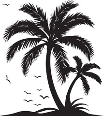 Palm tree silhouette set nature vector isolated on white background 