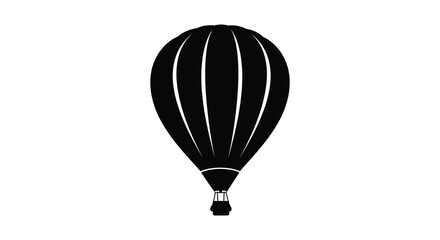 A striking black silhouette depicts a classic hot air balloon shape showcasing simple elegance and design silhouette high quality professional © ArtBySalea07