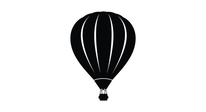 A striking black silhouette depicts a classic hot air balloon shape showcasing simple elegance and design silhouette high quality professional