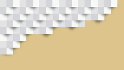 Abstract white paper background featuring a geometric 3d cube pattern and grey square texture for a professional business web banner template with blank copy space