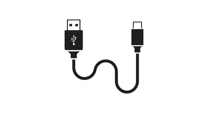 A minimalist depiction of a usb c to usb a cable showcasing modern connectivity with a striking silhouette high quality professional detailed