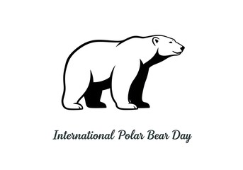 Fototapeta premium International polar bear day logo with a walking polar bear