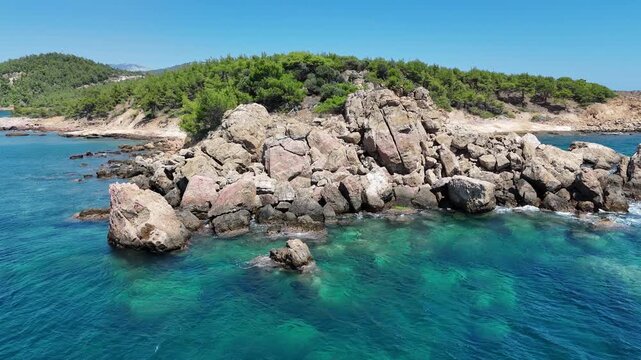 Vertical video of rugged rock formations on Thasos island