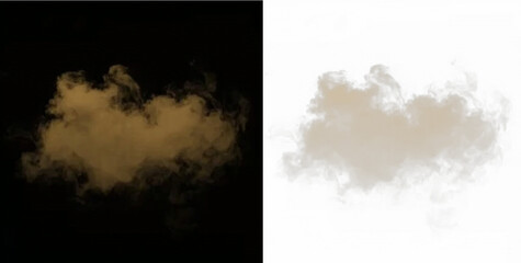 Brown smoke drifting with fog and transparent overlay over dark clouds forming magical mysterious atmosphere, realistic slow motion effect and fantasy illustration design.  © Igor