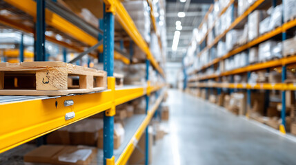 Empty factory shelves with missing raw materials display, shortages creating production delays visualization, supply chain issues affecting manufacturing operations, industrial fac