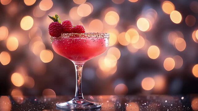 Enjoying a bright fruit cocktail at a lively gathering with friends at night