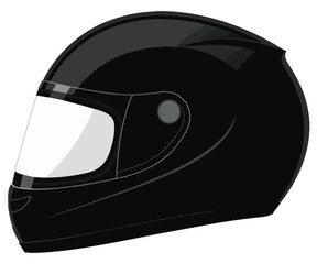 Full‑Face Motorcycle Helmet Vector &ndash; Black Racing Helmet Side View .