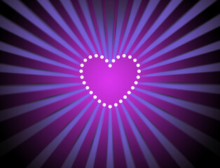 Retro-style light bulbs or vintage heart shapes on a pink background. Happy Valentine's Day. Illustration.