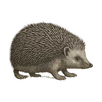 PNG Vintage hedgehog illustration art.