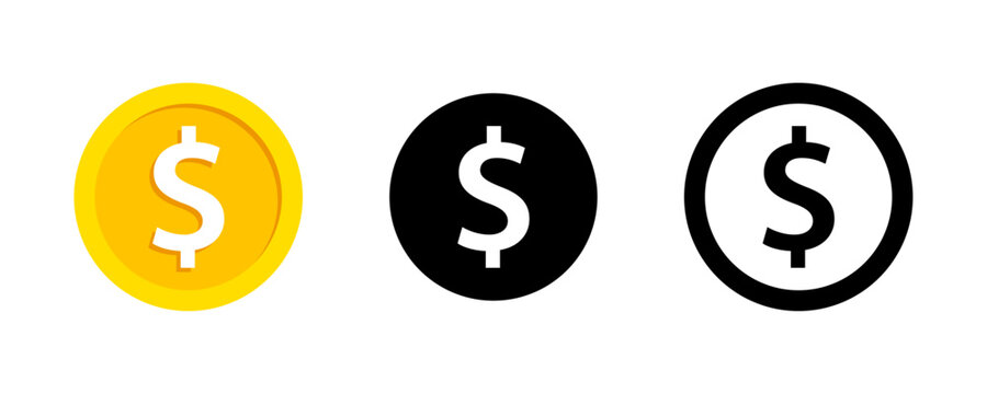 Dollar coin icon set