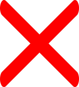 Simple red cross symbol on white background for cancel or error indication