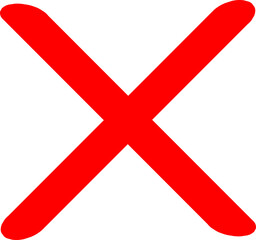 Obraz premium Bold red X symbol on clean white background for clear communication