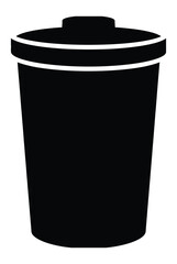 Black silhouette of trash can icon isolated on white background symbol for waste management garbage disposal recycling bin container disposal cleanup hygiene and sanitation concept